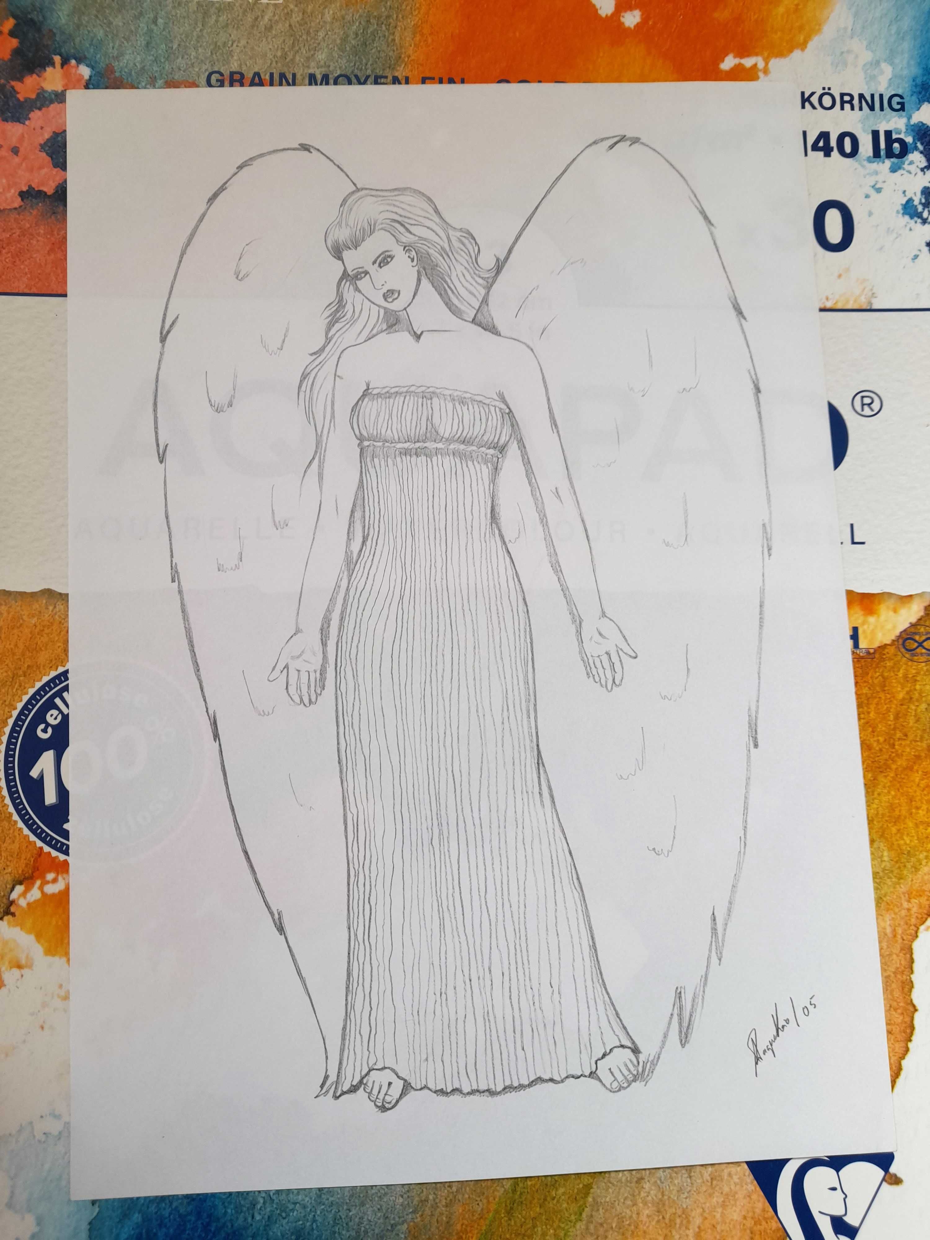 Desenho de anjo figura feminina religiosa