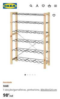 Garrafeira IKEA IVAR NOVA pinho/cinz, 89x30x124cm