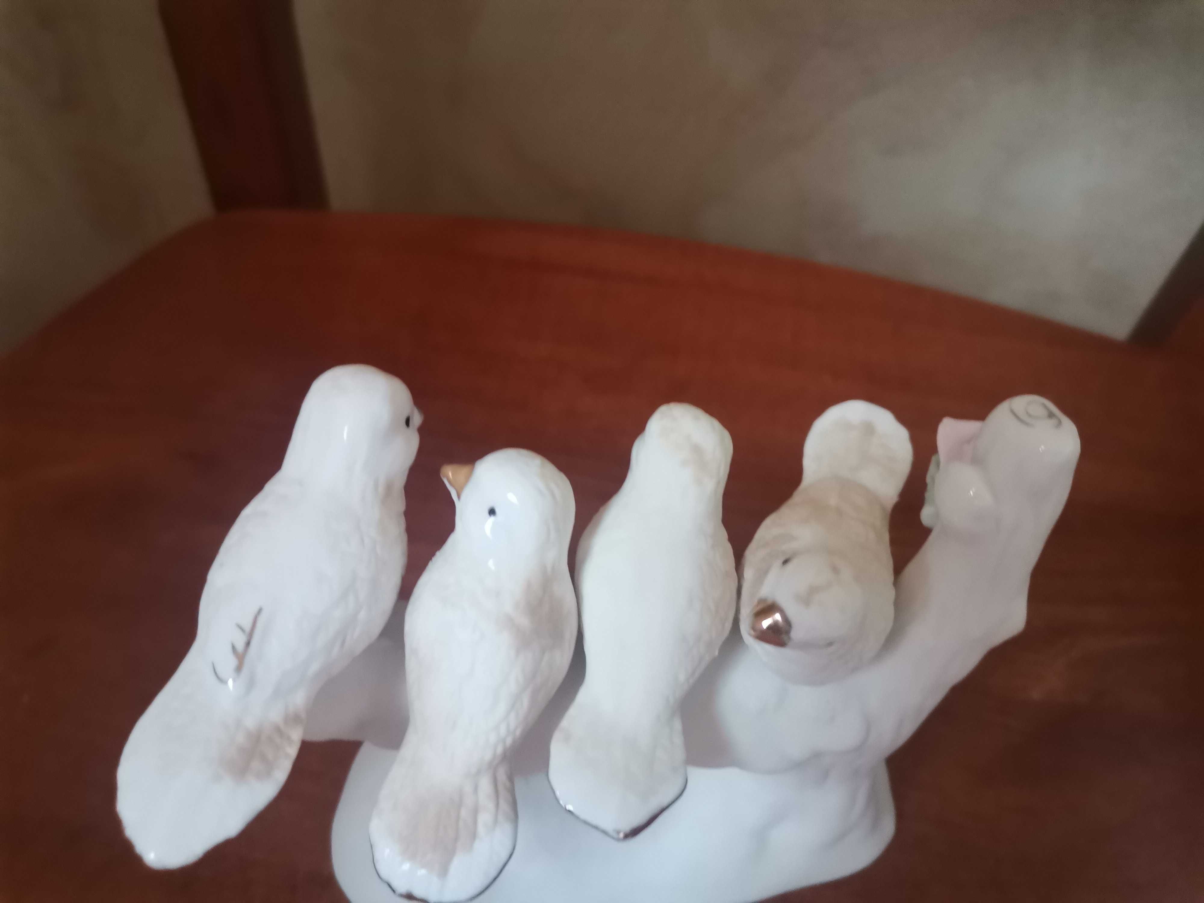 Ceramiczna figurka białe ptaszki