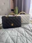 Сумочка класична шанель chanel біла та чорна