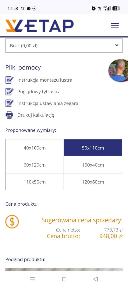 Lustro łazienkowe  piaskowane  z LED