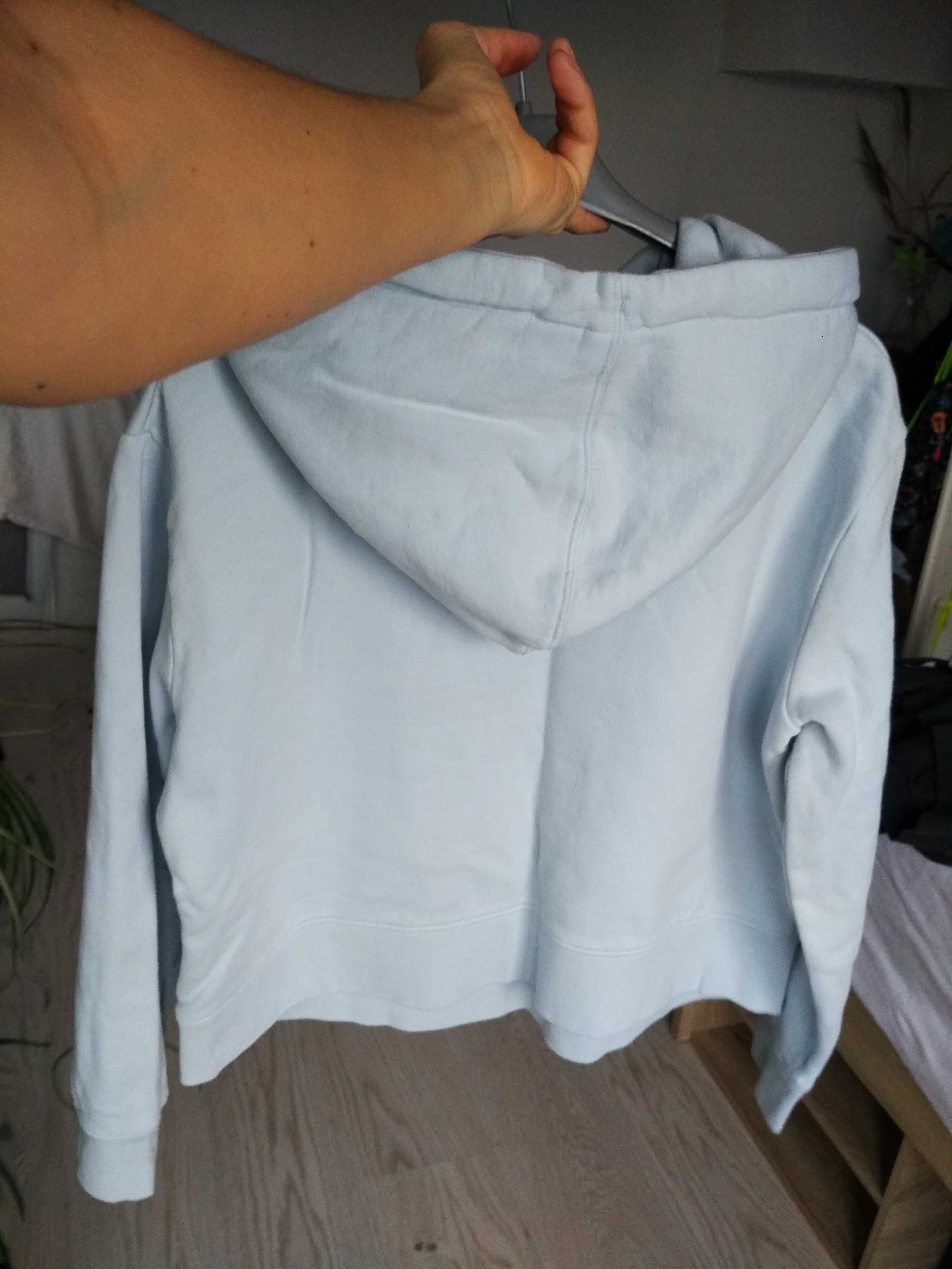 Bluza z kapturem Guess jasnoniebieska blekitna obszerna luzna M/L