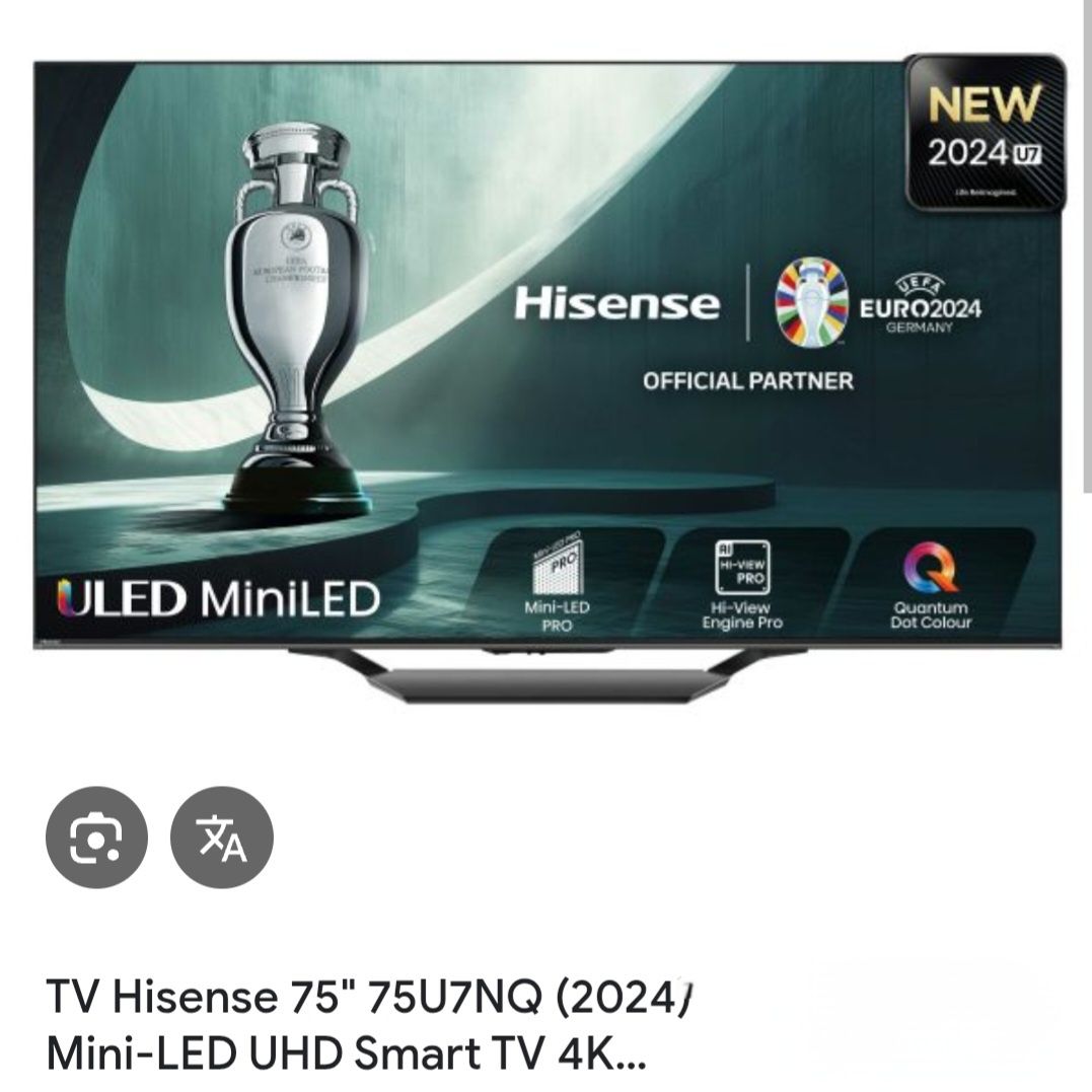 TV Hisense 75" 75U7NQ Mini-LED UHD Smart TV 4K HDR10+