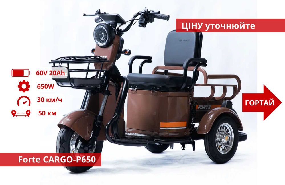 Електро Трицикли Crosser TR1 / Fada Oldi / Forte Family - Forte Cargo