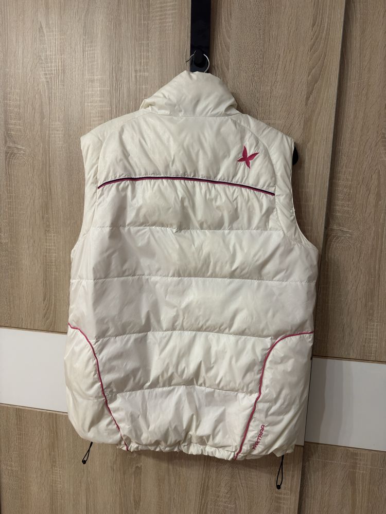 Bezrękawnik KariTraa XL damski kremowy jasny plus size puchowa logo