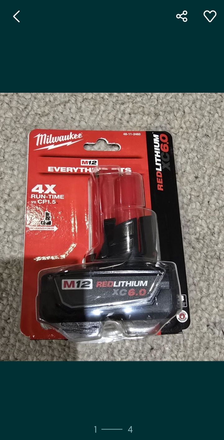 Milwaukee Nowa oryginalna bateria M12 6.0 XC