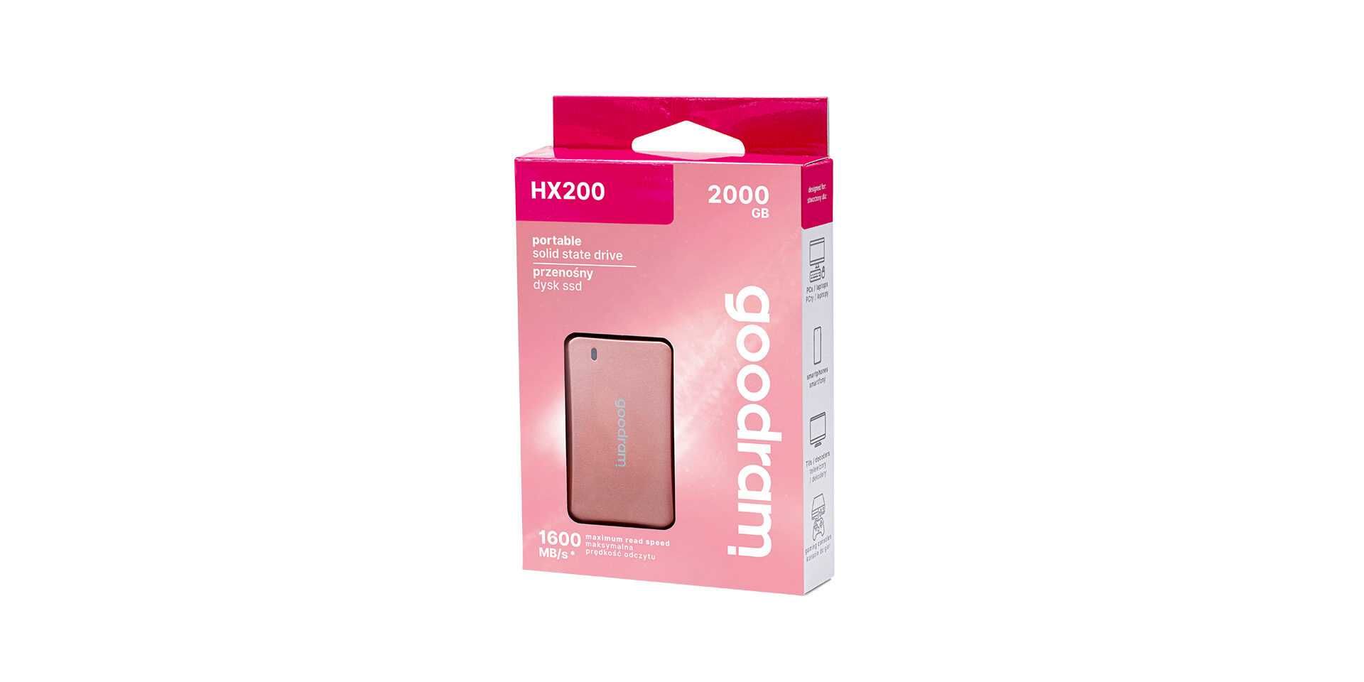 Зовнішній SSD диск Goodram HX200 1TB USB 3.2 Type-C Rose Gold Новий!