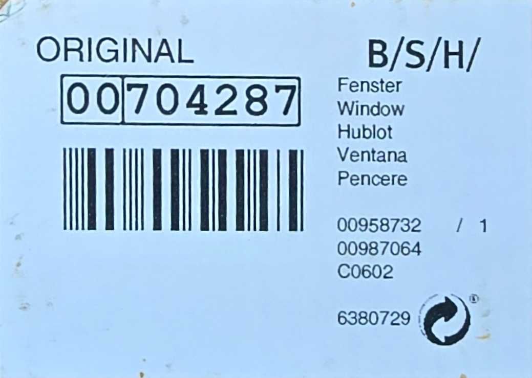 Janela para maquina lavar roupa Siemens WM12S740EE/03 - NOVA