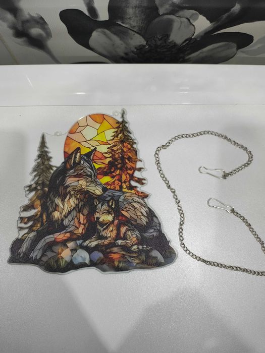 HIT – śliczna nowa dekoracja – wilki 15 cm akryl płaska – 2D