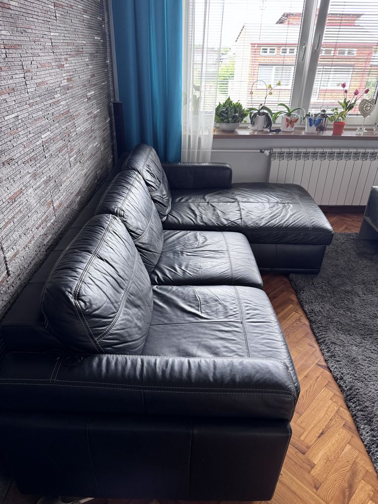 Sofa ,narożnik skorzany czarny
