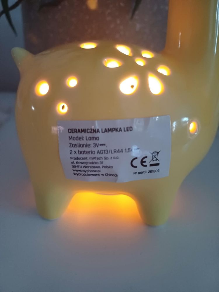 Ceramiczna lampka LED lama / lampka do pokoju dziecięcego