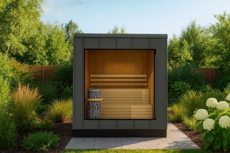 Nowoczesna sauna ogrodowa 220x220 – projekt, producent / Andrychów