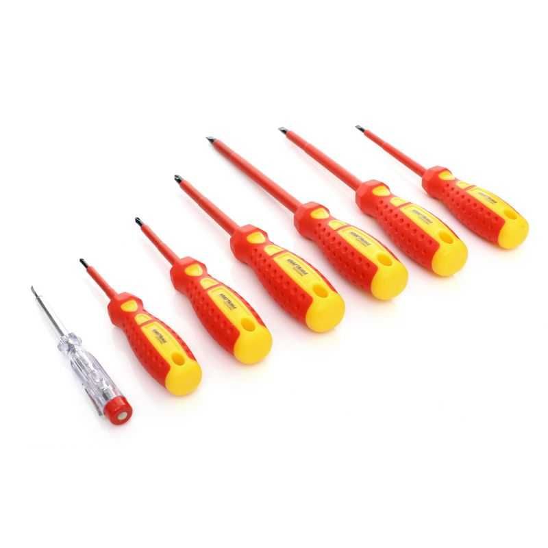 WKRETAKI ŚRUBIKRĘTY izolowane PRÓBNIK 7 el końcówka magnetycz KD10905