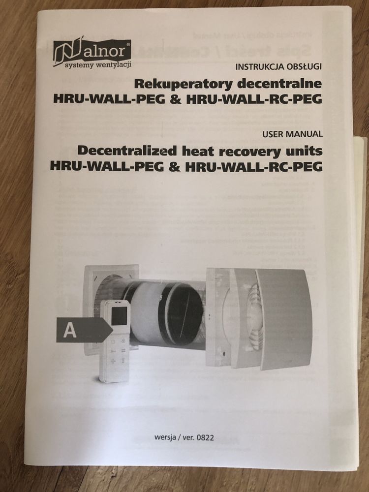 Rekuperator wewnątrz ścienny HRU-WALL-100