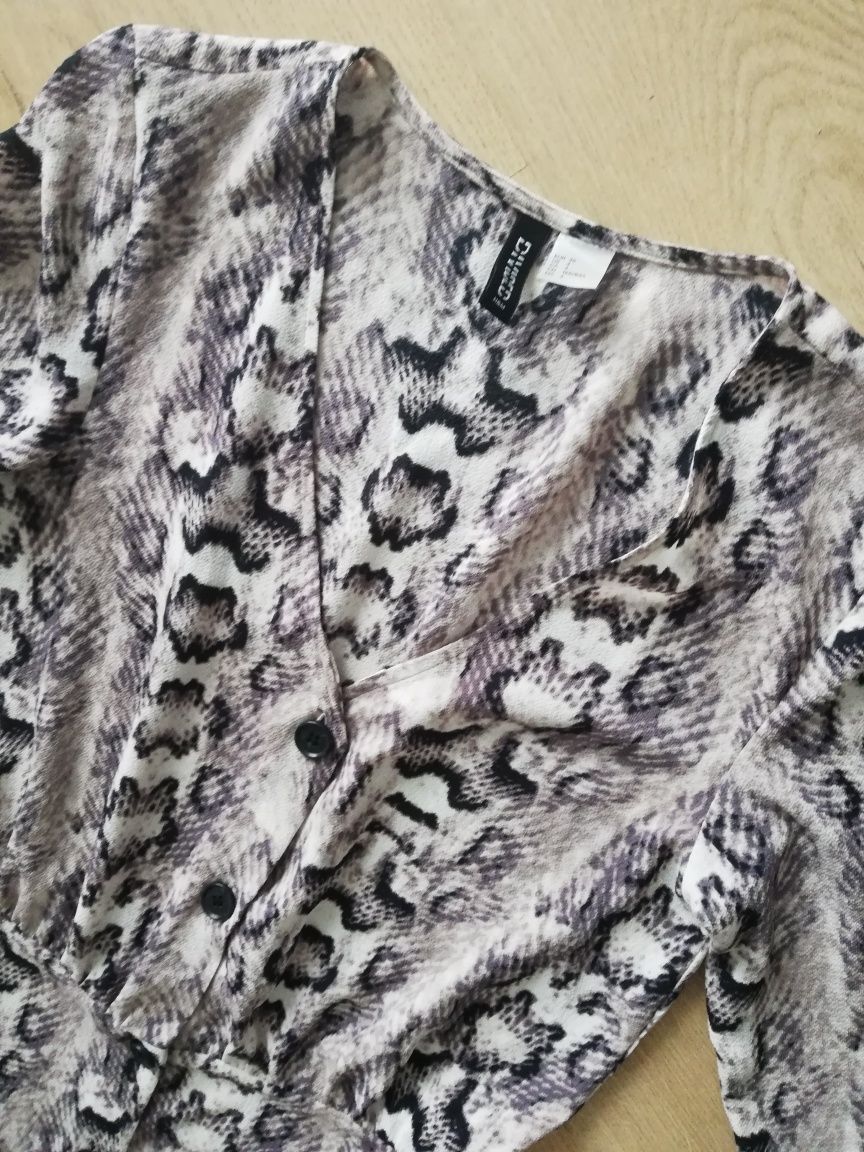 Sukienka wężowa skóra 36 S h&m brązowa beżowa