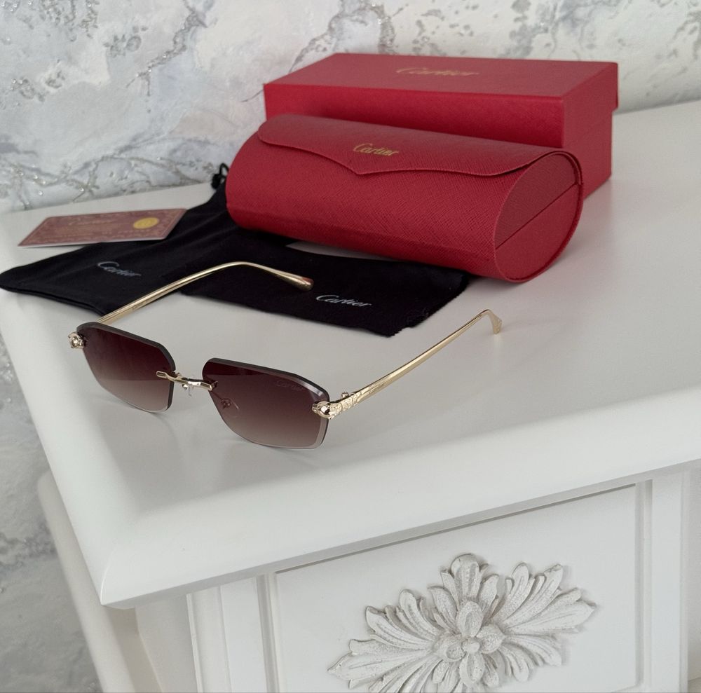 Солнцезащитные очки cartier полный комплект новая модель тренд 2025