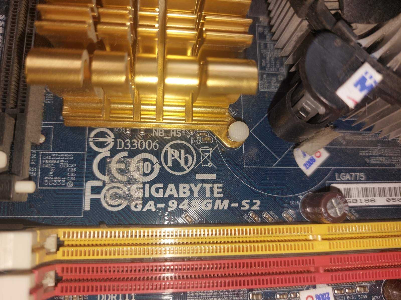 Материнська плата GigaByte GA-945GM-S2, s775  +процесор двухьядерний