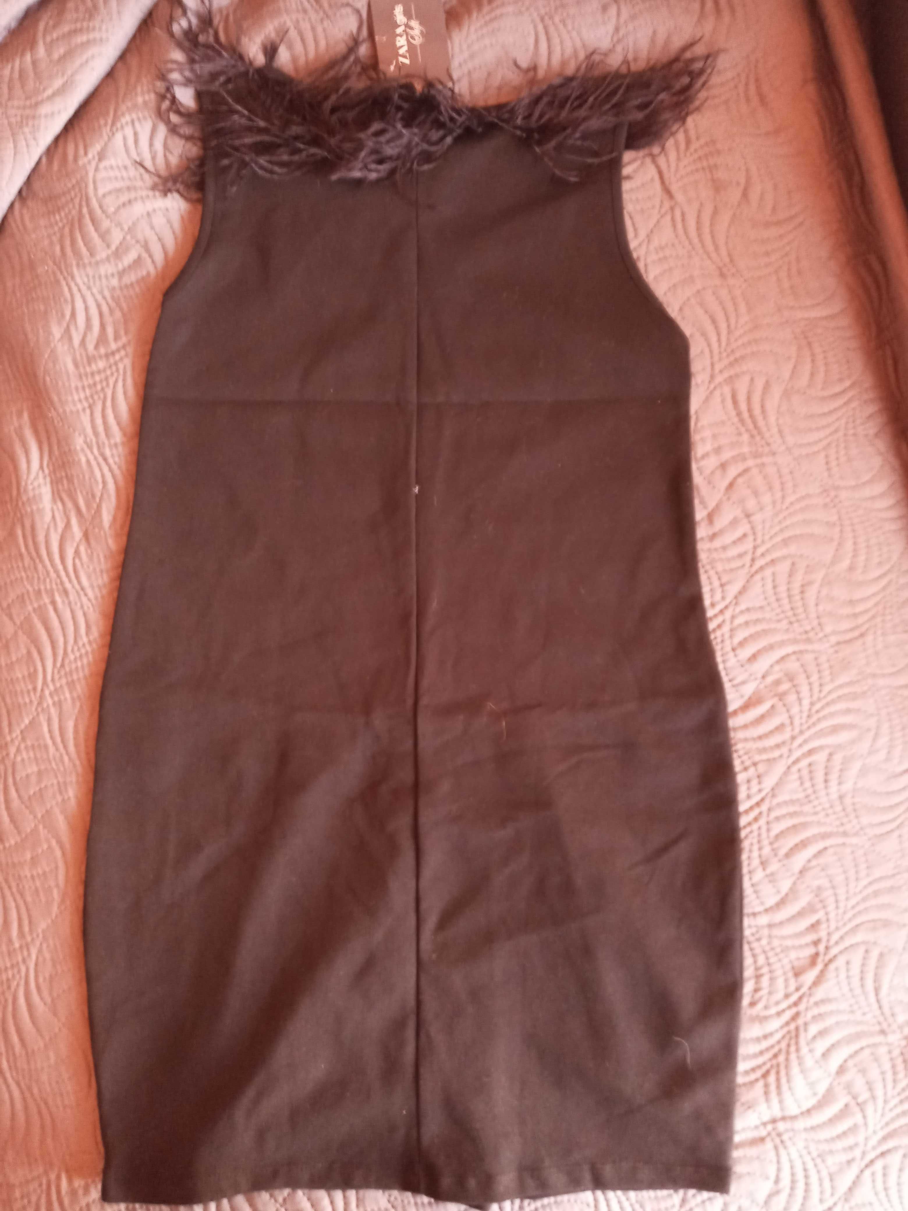 ZARA Nowa sukienka czarna z piórami r 158 164