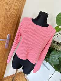 New Look 12/40 różowy sweter prążek ciepły krótki