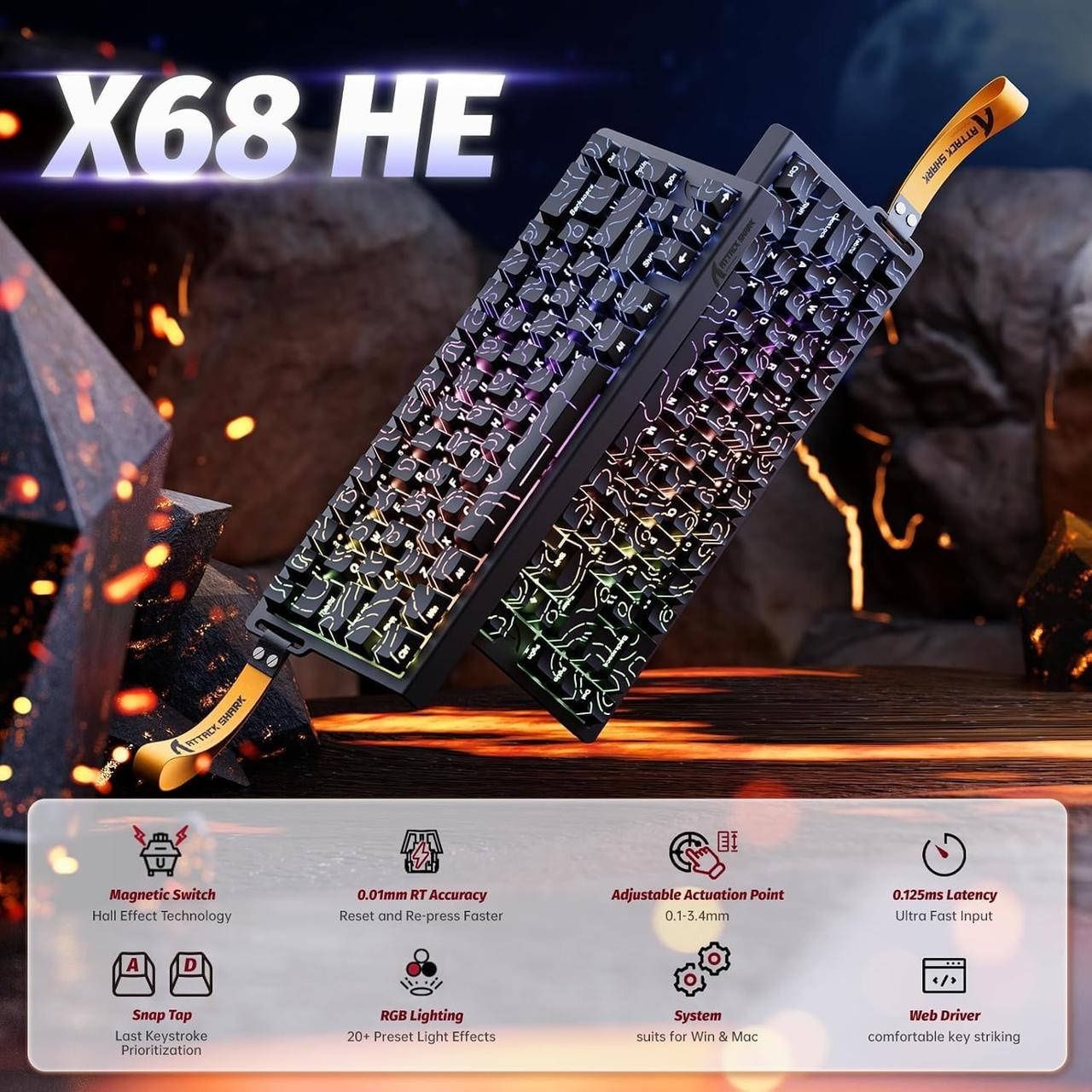 Attack Shark X68 HE Магнітна клавіатура