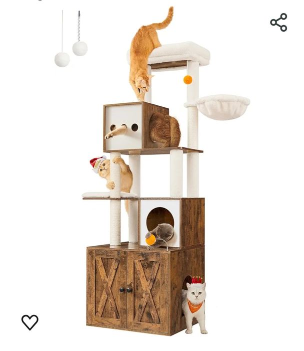 Drapak dla kota z szafką,wysokość 185cm, Vintage,Loft