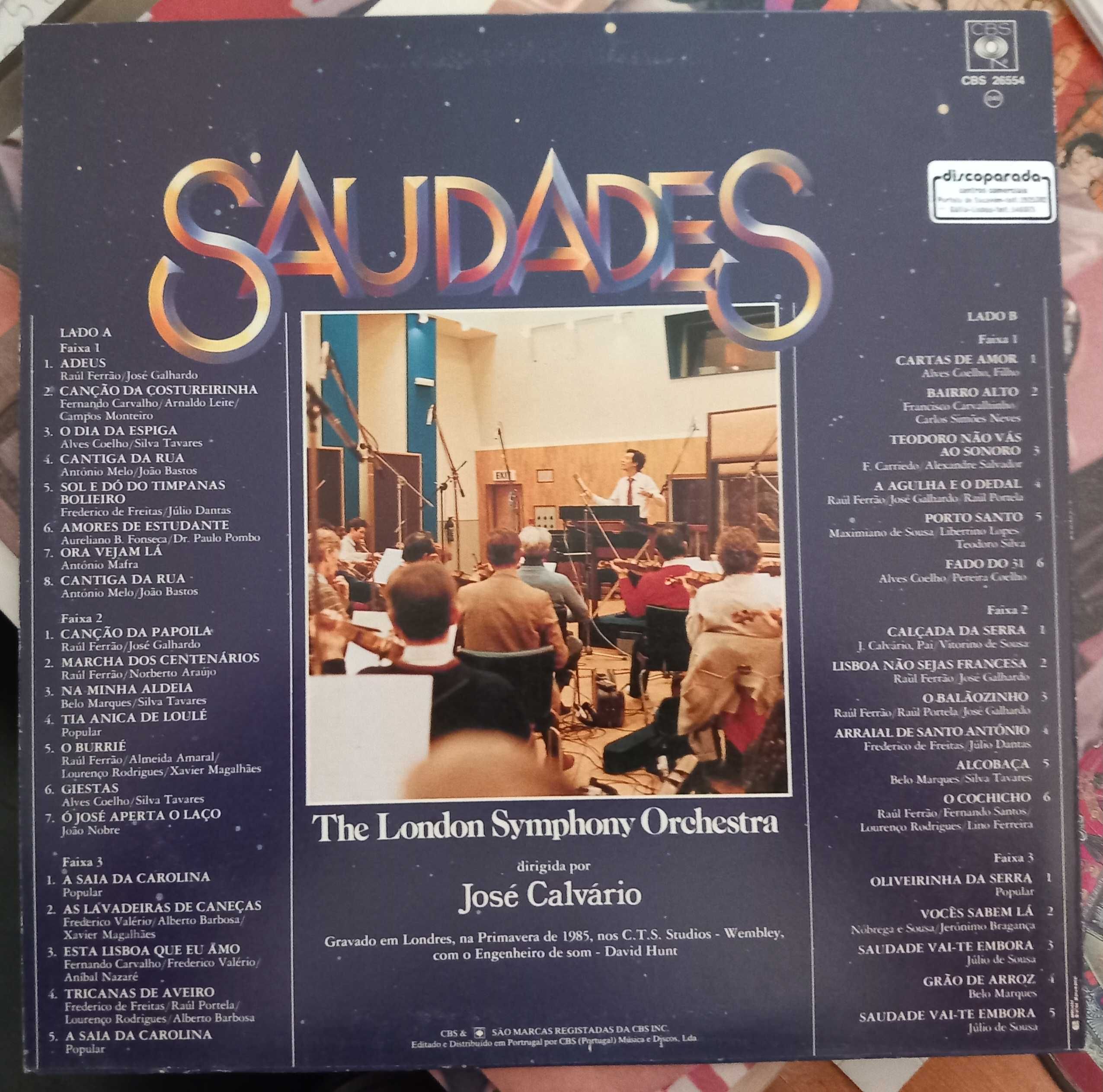 LP Vinil - Saudades de The London Symphony Orchestra dir Jose Calvario