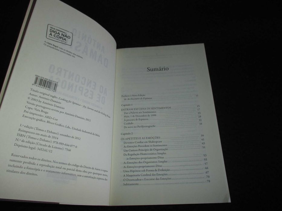 Livro Ao Encontro de Espinosa António Damásio