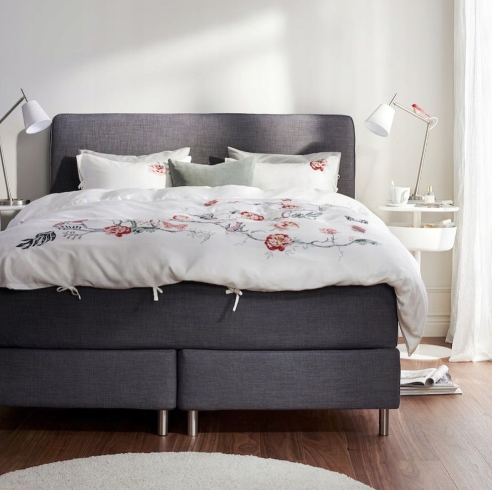 Nowe1/2 ceny łóżko kontynentalne +Materac spręży,  DUNVIK Ikea 140-160