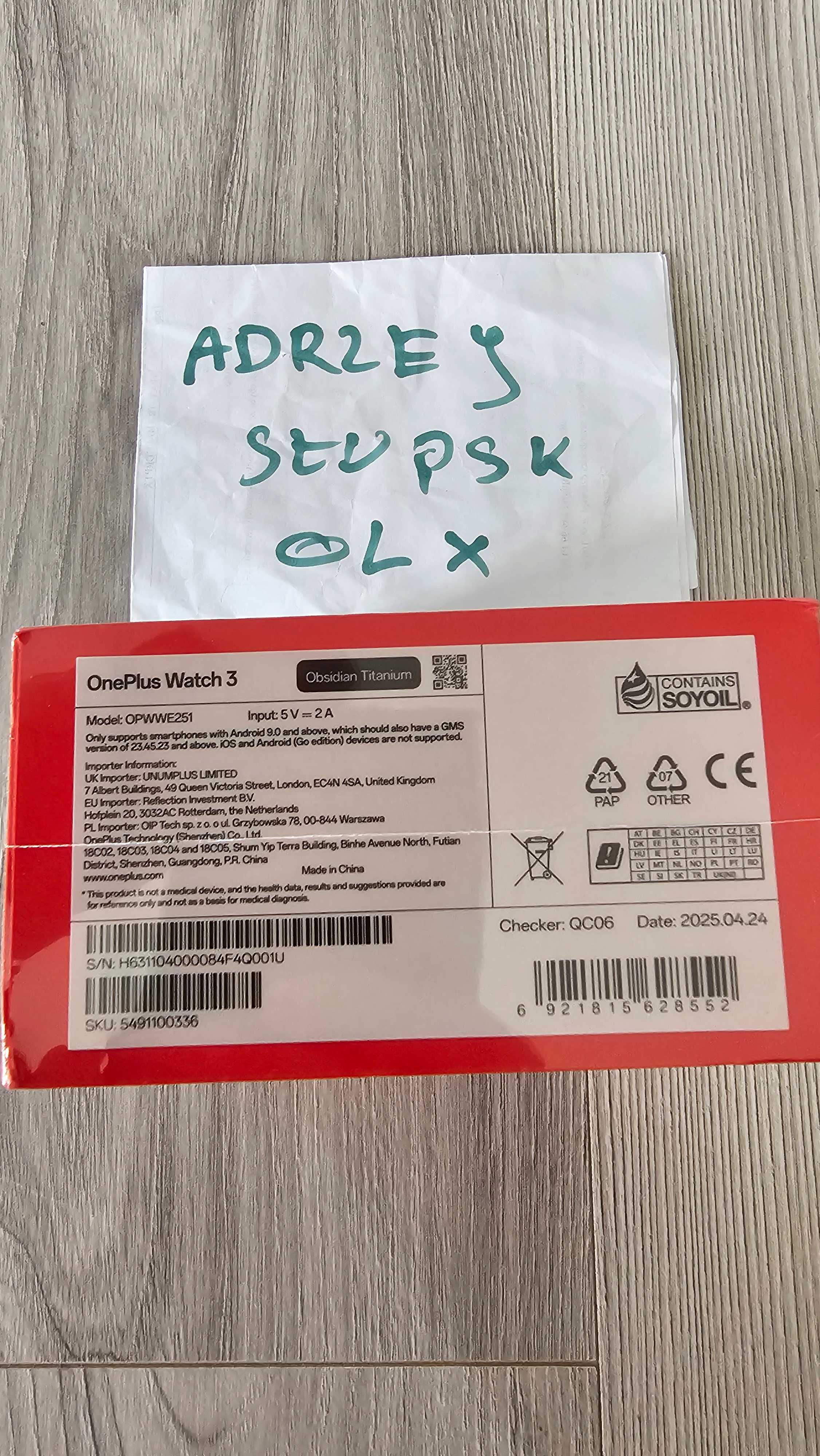 Fabrcznie Nowy OnePlus Watch 3 Zaplombowany Oryginalny Polski czarny
