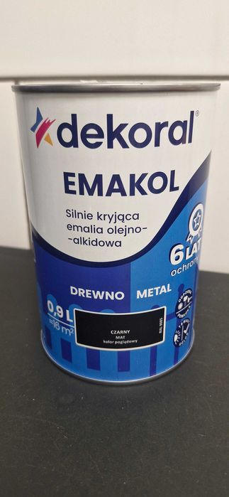 Dekoral Emakol do drewna i metalu kolor czarny 0,9l