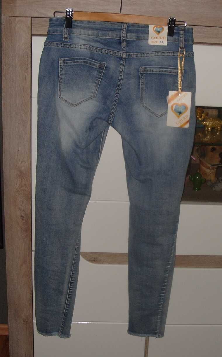 GOURD _ Jeansy cyrkonie ,siatka dziury_ r.30  S/M /L