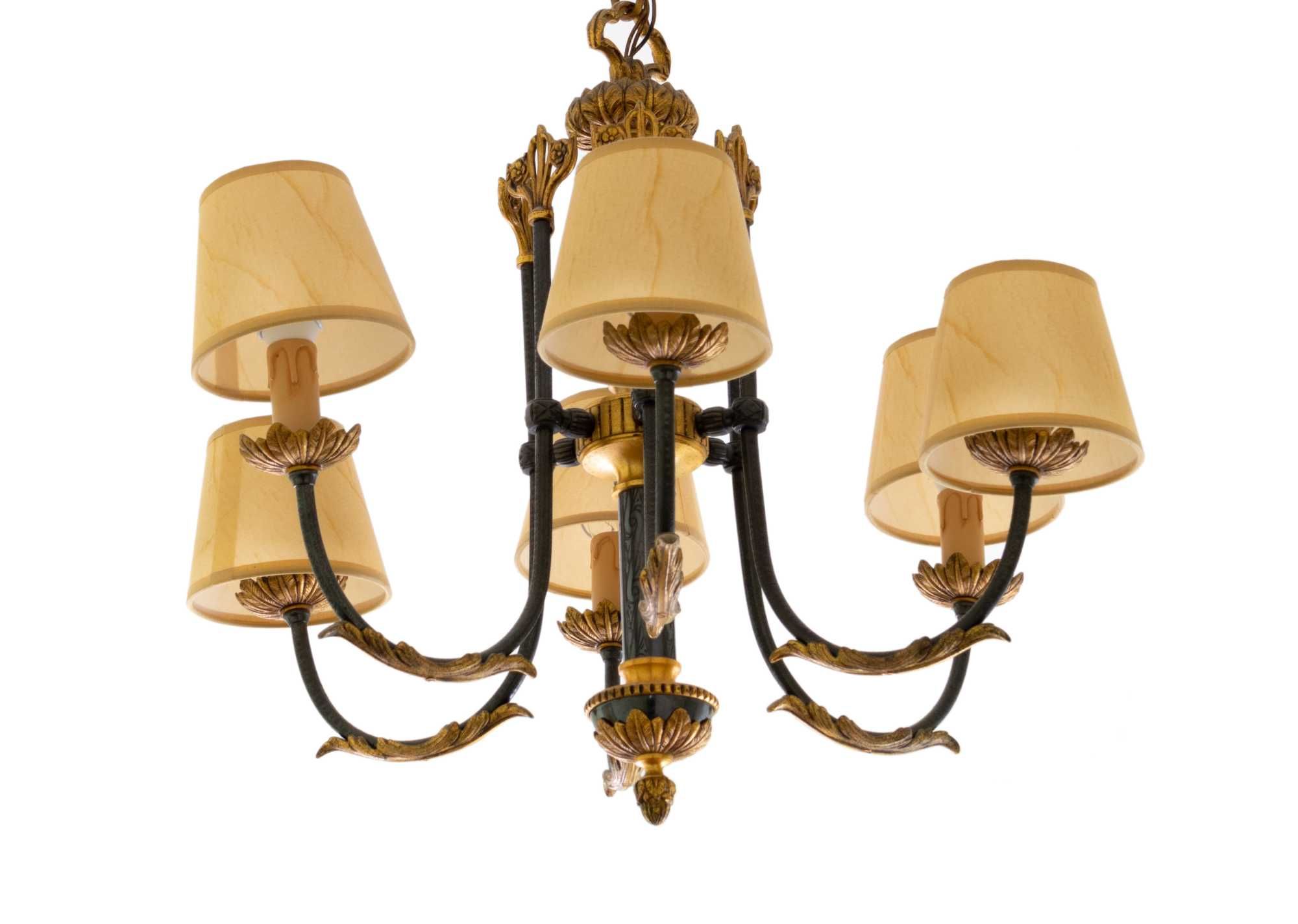 Candeeiro bronze dourado seis braços | século XX