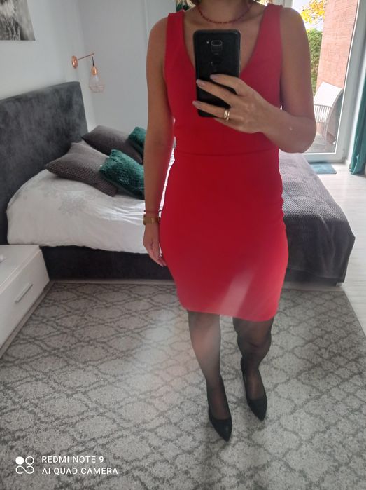 Czerwona sukienka na sylwestra Święta S/M midi
