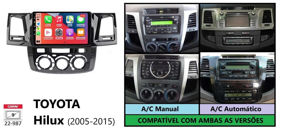 (NOVO) Rádio 2DIN • Toyota HILUX (2005 até 2015) • Android GPS 4+32GB