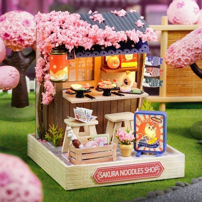 Book Nook DIY – Japoński mini domek Sakura z LED, dekoracja na półkę