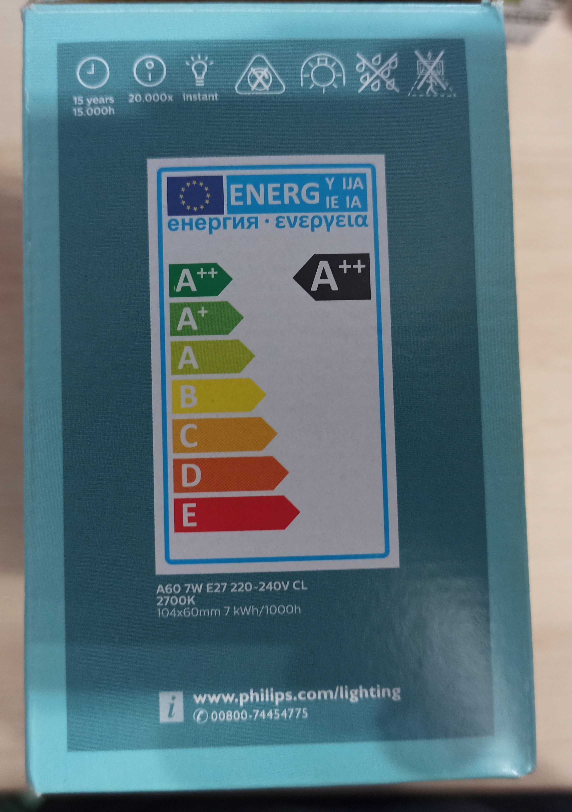Żarówka Led Philips Biała Ciepła 7W 60W 806 Lumen Ee7 A++ Żarówki 2700