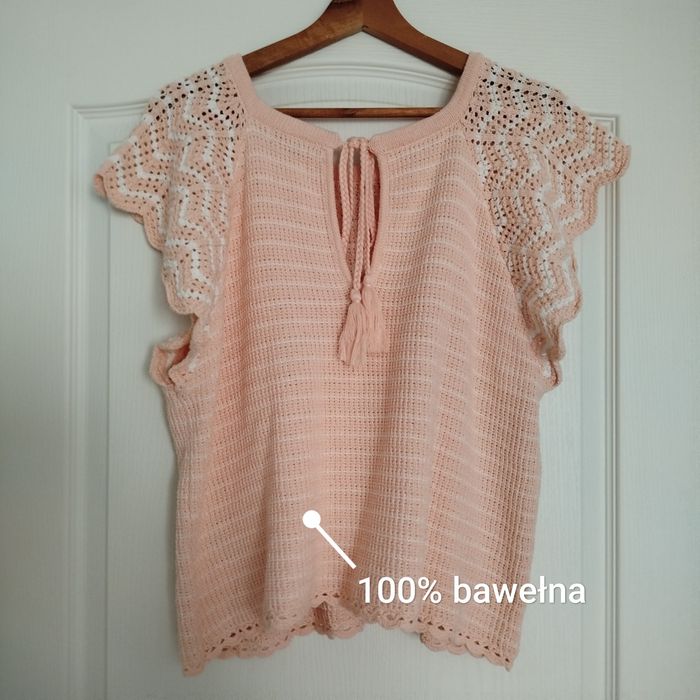 Nowa bez metki Bluzka ażurowa bawełna oliver bonas łososiowy pastelowy