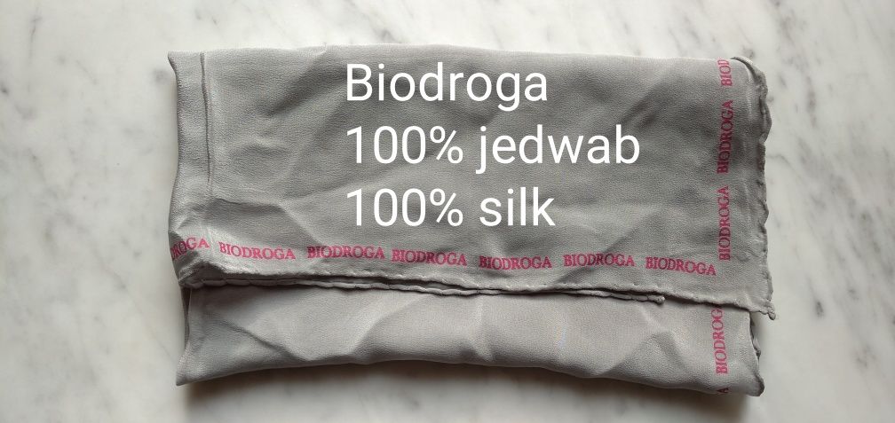 Apaszka Biodroga 100% jedwab szara bordowa jedwabna kwadratowa