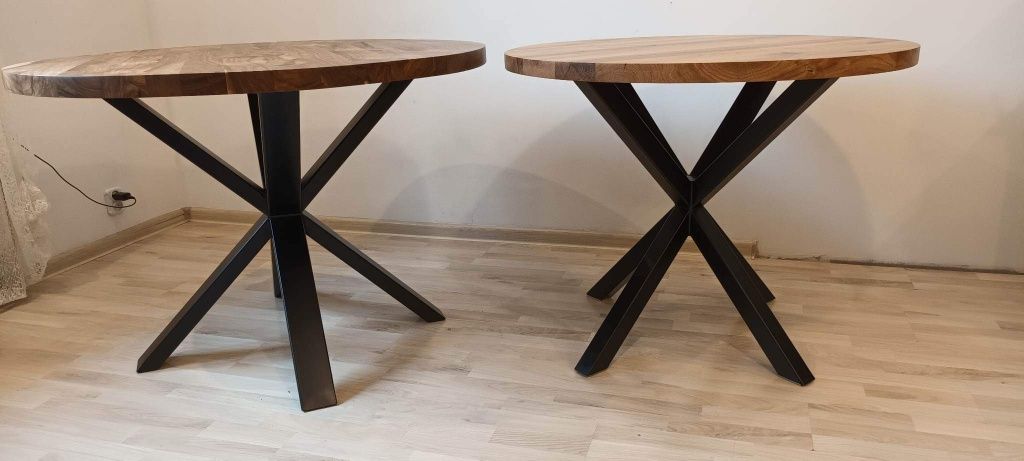 Stół okrągły loft nowoczesny orzech włoski lite drewno