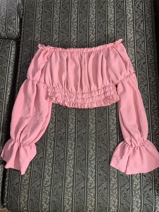 Топ пильнорожевий з довгими рукавами розмір хс