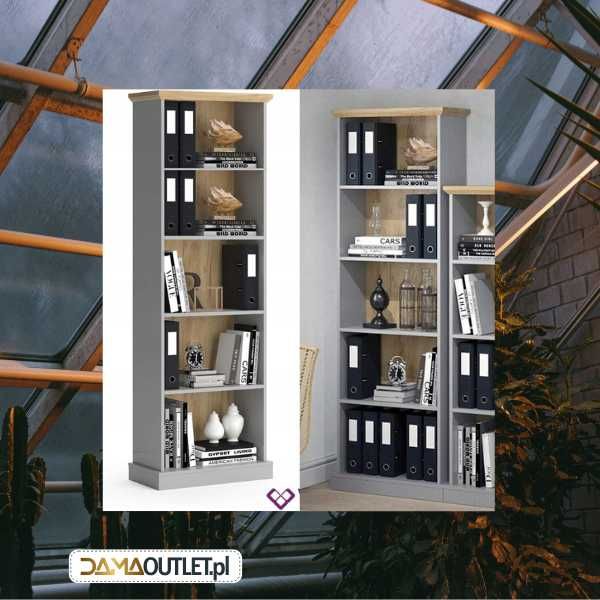 REGAŁ wysoki 184 cm 5 półek szary+dąb DUŻY wybór DAMAOUTLET.PL