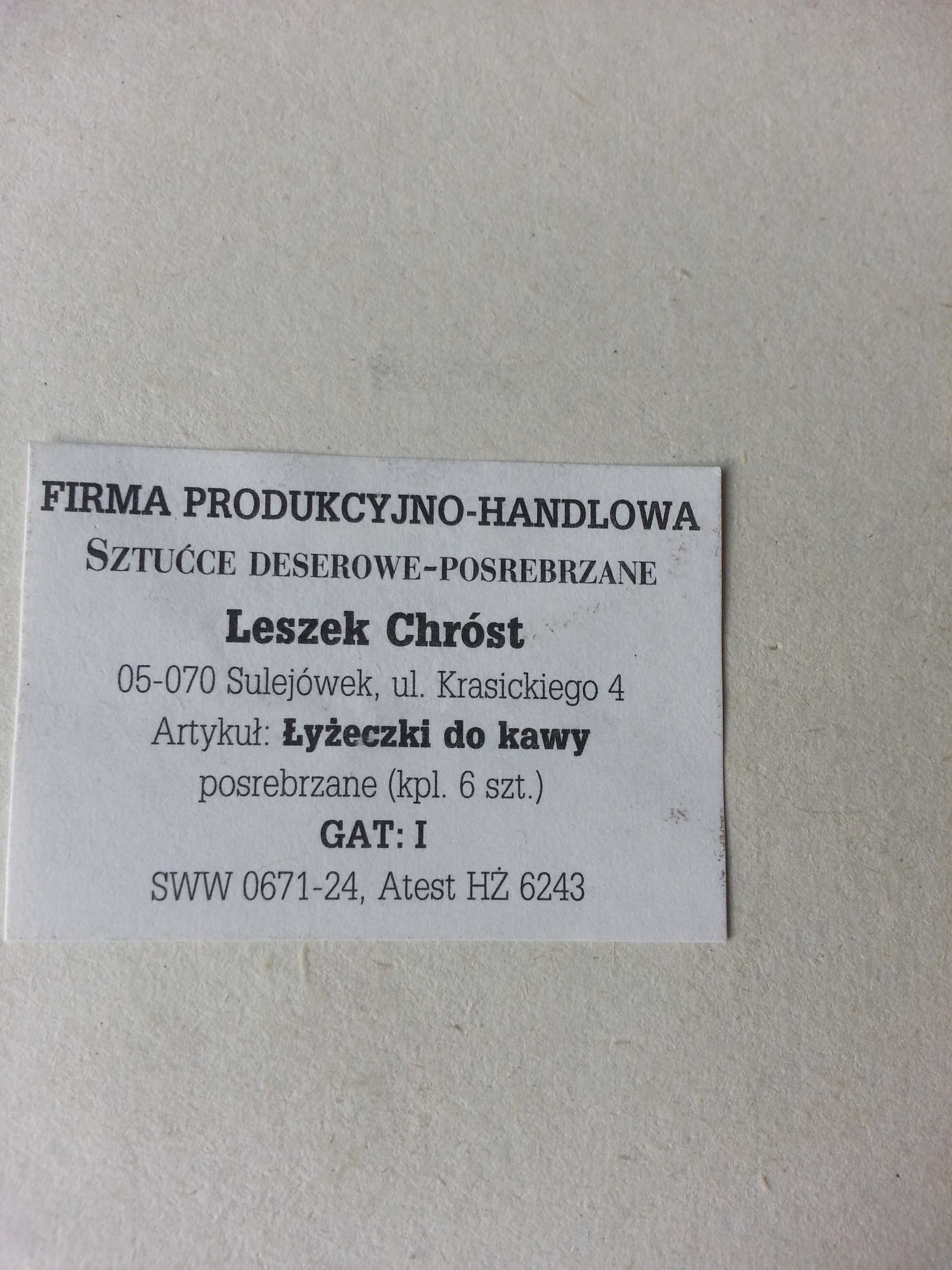 Łyżeczki do kawy/herbaty posrebrzane 6szt