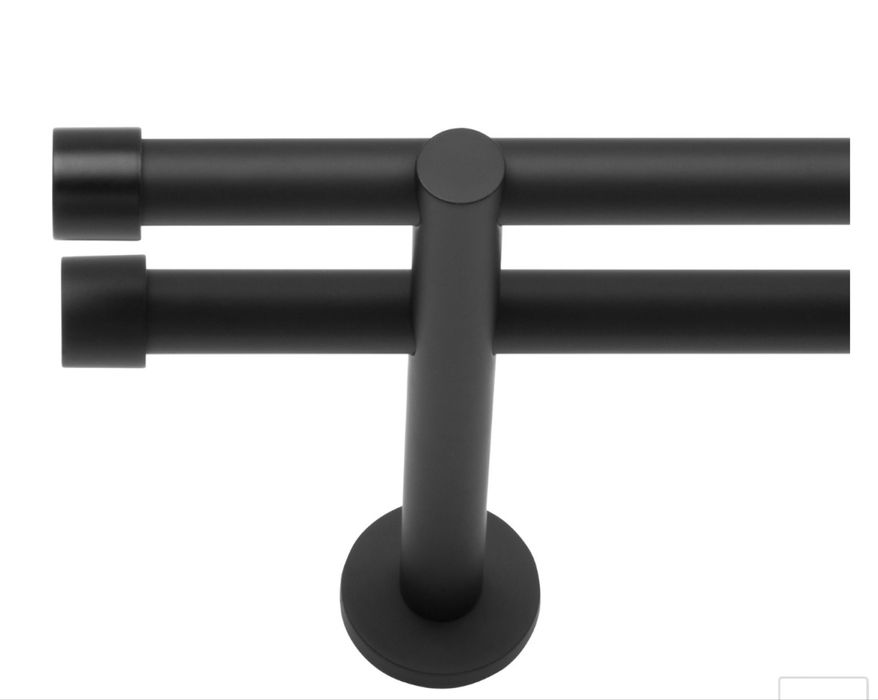 Karnisz czarny mat podwójny 140 cm 19 mm + 19 mm