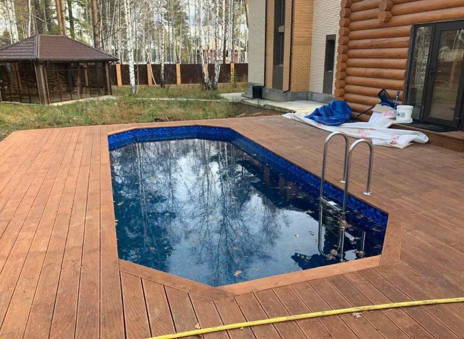 Дерев'яний басейн. Під ключ. Каркасный деревянный бассейн.