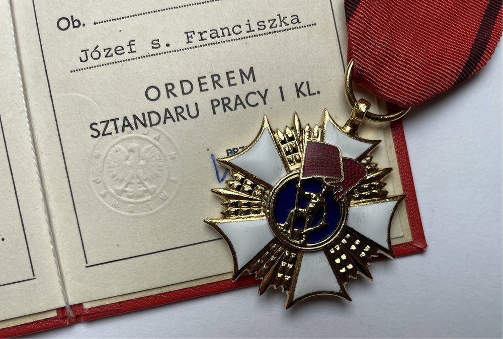 Order sztandaru pracy PRL I klasy legitymacja odznaczenie