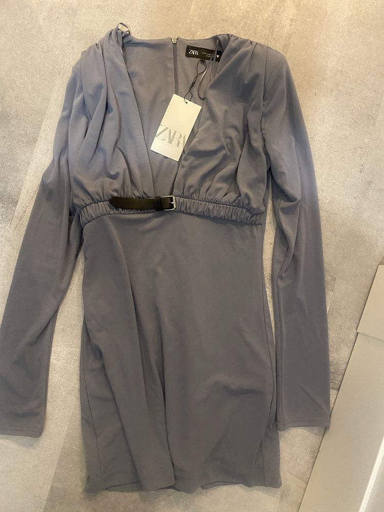 Sukienka zara z bufkami pasek M nowa z metka