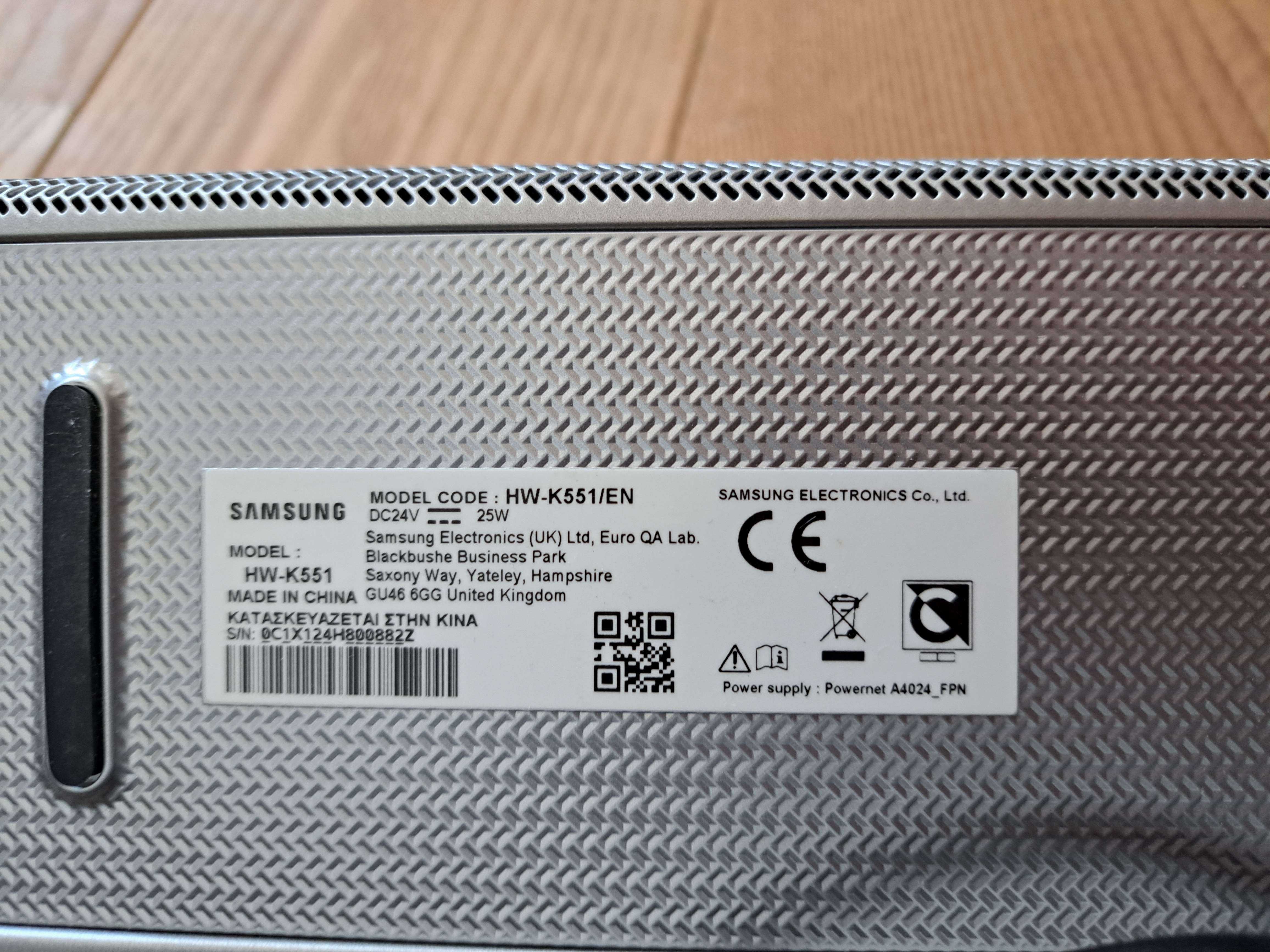Samsung Soundbar+subwoofer HW-K551 srebrny (bez pilota)