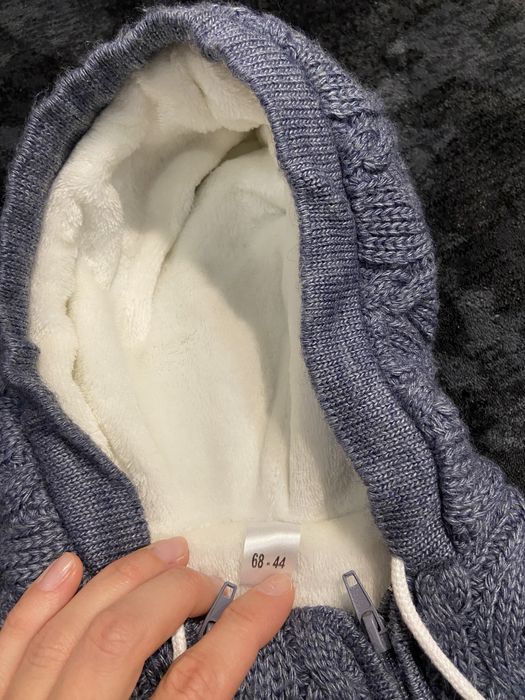 Комбинезон синий вязаный рост 68 теплый унисекс