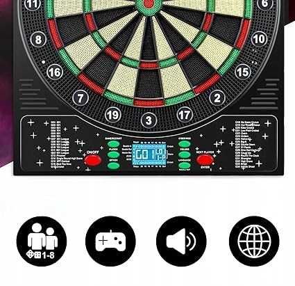 Tarcza Elektroniczna Do Darta Gry W Rzutki Lotki Pełen Zestaw 8 Graczy