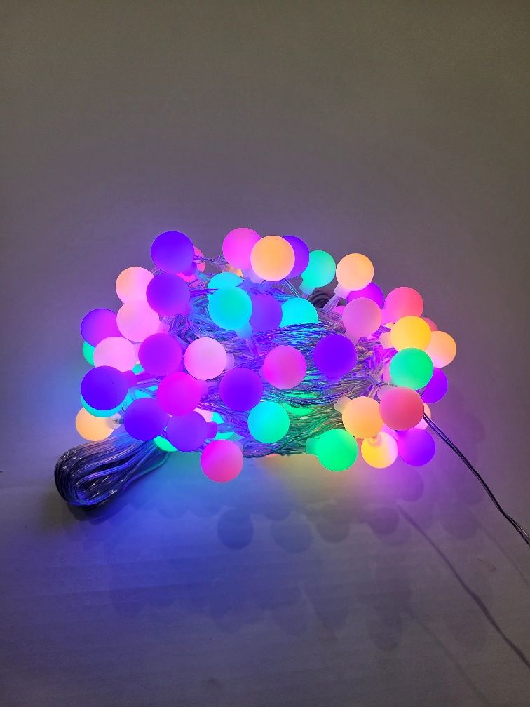 Lampki choinkowe buble kolorowe cukierkowe 80 led